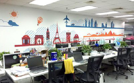 玉环教你设计办公室墙绘的方法。